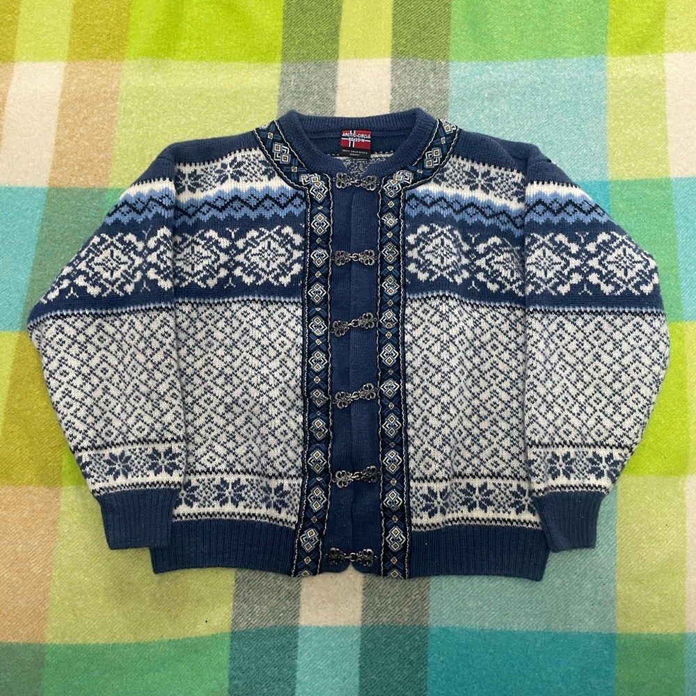 Arctic Circle 66 33 N Sweater Norwegian Traditional 100% Pure Wool Blue